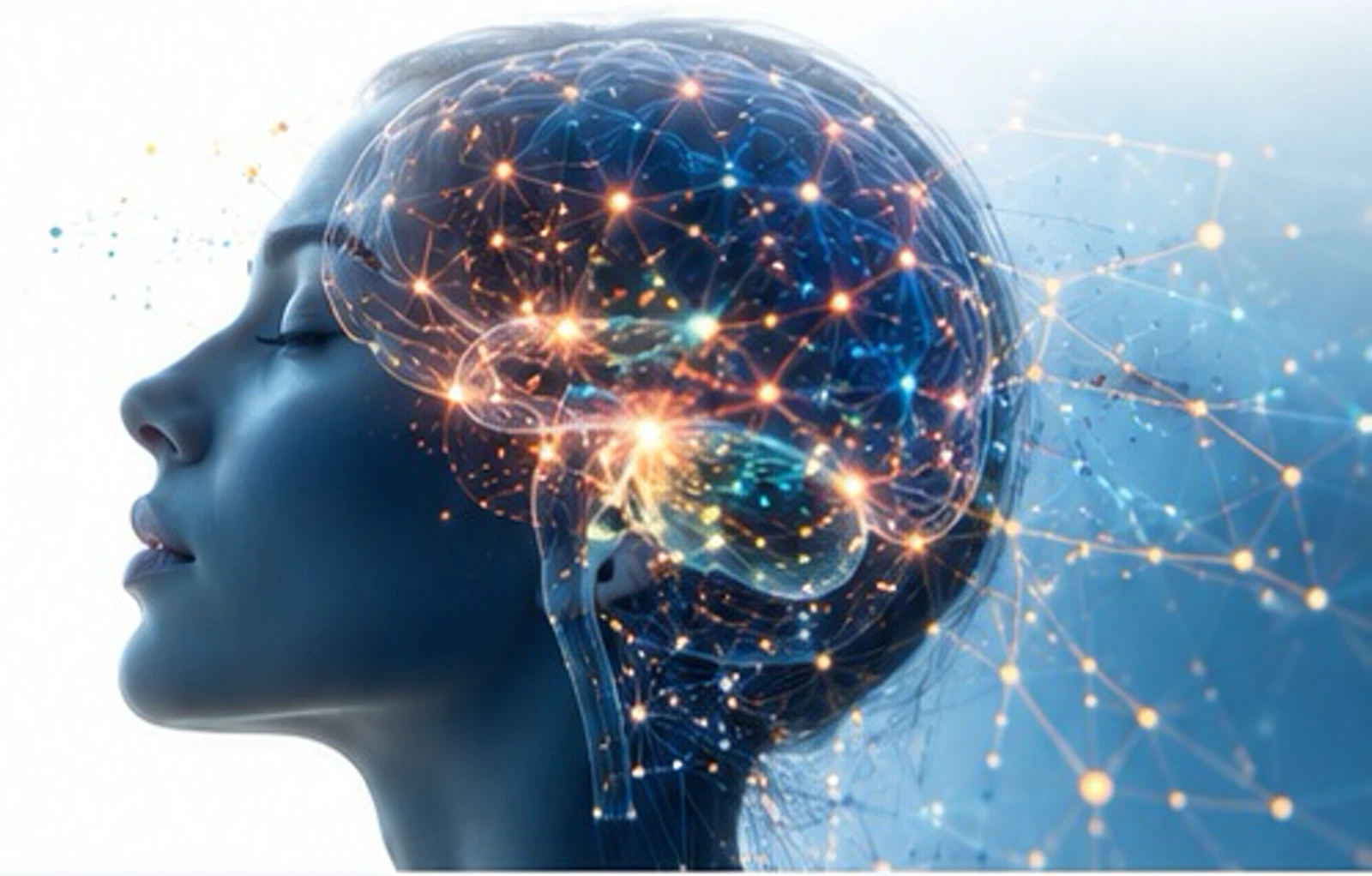 Profile of a person with illuminated brain networks